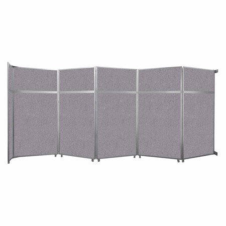 Versare Operable Wall Folding Room Divider 19'6" x 8'5-1/4" Cloud Gray Fabric 1070508